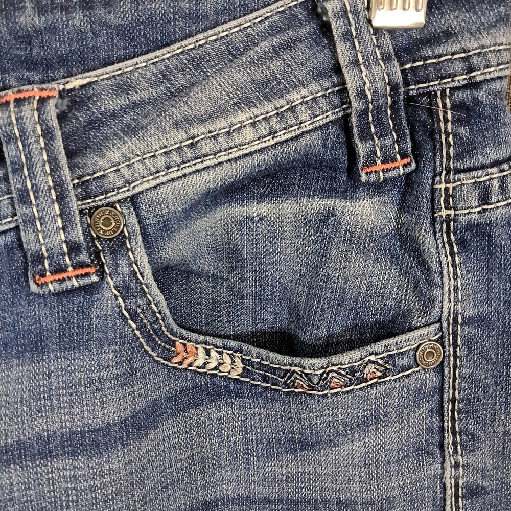 Rock & Roll Cowgirl Jeans Riding 30x28 Boot Western Stone Wash Embroidered Rodeo - Picture 12 of 15
